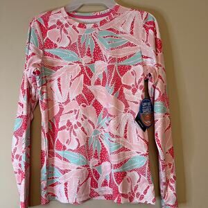 Columbia size 14/16 pink multi colored swim shirt